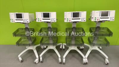 4 x Huntleigh Sonicaid FM800 Encore Fetal Monitors on Stands (All Powers Up)