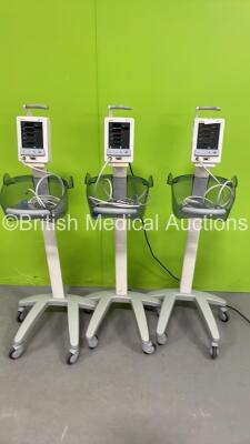 3 x Mindray Datascope Duo Vital Signs Monitors on Stands (All Power Up)