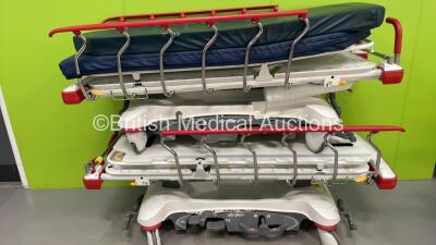 2 x Stryker Transport Trolleys with Mattresses *S/N 1309040977 / 1402030881*