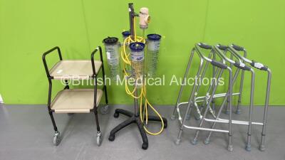 1 x Regulator on Stand with 4 x Suction Cups, 3 x Zimmer Frames and 1 x Mobile Tray Stand *S/N NA*