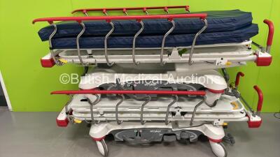 2 x Stryker Transport Trolleys with Mattresses *S/N 1402030883 / 1609038794*