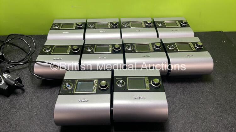 16 x Resmed S9 Autoset EPR CPAP Units with 11 x AC Power Supplies (All Power Up) *SN 22101302047, 231316877854, 23122072284, 23132354254, 23131687834, 23131156055, 23132354218, 23142390200, 23132198807, 23121818079, 23121540965, 23131082664, 23101228524,