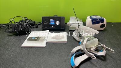 Job Lot Including 1 x ResMed Airsense 10 CPAP Unit with 2 x AC Power Supplies, 1 x Spare Humidifier Unit, 1 x Breathing Mask, Tubing and User Guide (Powers Up with Missing Tag-See Photo) 1 x ResMed Autoset Spirit II CPAP Unit (No Power) *SN 23182126128, 2