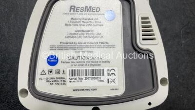 Job Lot Including 1 x ResMed Airsense 10 CPAP Unit with 2 x AC Power Supplies, 1 x Spare Humidifier Unit, 1 x Breathing Mask, Tubing and User Guide (Powers Up with Missing Tag-See Photo) 1 x ResMed Autoset Spirit II CPAP Unit (No Power) *SN 23182126128, 2 - 6