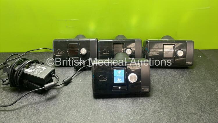 4 x Resmed Airsense 10 Autoset CPAP Units with 2 x AC Power Supplies (All Power Up) *SN 23162494582, 23151810164, 23191628386, 23152168508*