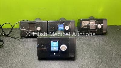 4 x Resmed Airsense 10 Autoset CPAP Units with 2 x AC Power Supplies (All Power Up) *SN 23162287128, 23161983863, 23183223042*