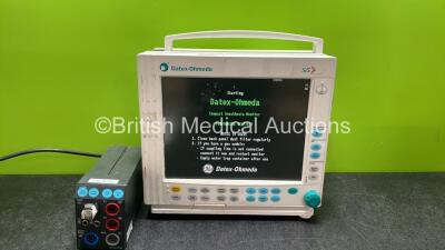 GE Datex Ohmeda S/5 Compact Anesthesia Patient Monitor with 1 x Datex Ohmeda M-NESTPR Module Including ECG, SpO2, NIBP, T1, T2, P1, P2 Options (Powers Up)