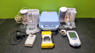 Mixed Lot Including 2 x Projet 101 Pulsatile Ear Irrigators with 2 x Handpieces And 2 x Footswitches, 1 x Medic AC4000 Ventilator, 1 x Coaguchek XS Plus Coagulation Meter, 1 x Welch Allyn ABPM 6100 Unit and 1 x BCI 3301 SpO2 Meter