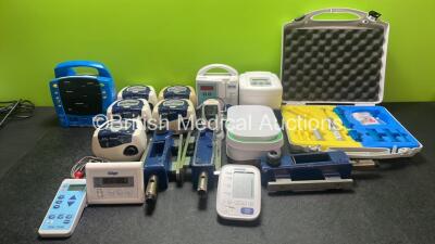 Mixed Lot Including 1 x Teledyne Percent Oxygen Meter, 5 x ResMed Autoset II CPAP Units, 1 x Flexiflo Patrol External Pump, 1 x Philips Nebulizer, 1 x Omron M3 Comfort BP Meter, 1 x Fisher & Paykel NS 242 Meter, 1 x Drager Model U18201ML Unit and 1 x Agil