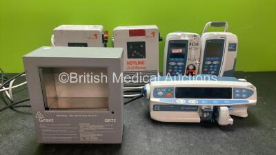 Mixed Lot Including 1 x Carefusion Alaris Guardrails CC Pump (Powers Up) 1 x Grant QBT2 Block Warmer (Powers Up with Missing Block) 2 x Smiths Medical HL-90 Hotline Fluid Warmers (Both Power Up) 1 x Alaris VP Plus Volumetric Pump (Powers Up with Fault-See