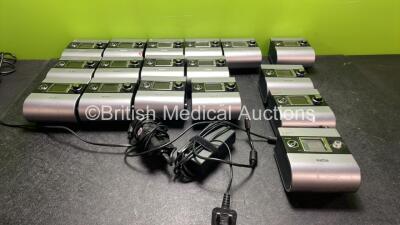 Job Lot of Resmed S9 CPAP Units Including 13 x Resmed Autoset S9 CPAP Units, 3 x Resmed Escape S9 CPAP Units *1 with Missing Dial-See Photo* and 1 x ResMed VPAP ST S9 CPAP Units and 4 x AC Power Supplies (All Power Up) *SN 22131158886, 23131032461, 231115