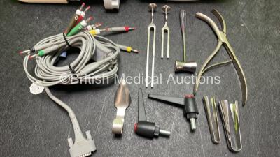 Mixed Lot Including 1 x Carefusion Alaris CC Plus Pump (Powers Up with Fault and Missing Rear Cover-See Photos) 1 x Welch Allyn 53N00 Patient Monitor (Powers Up) 1 x 4 Lead ECG Lead and Various Surgical Instruments *SN JA097891, 135014977* - 4