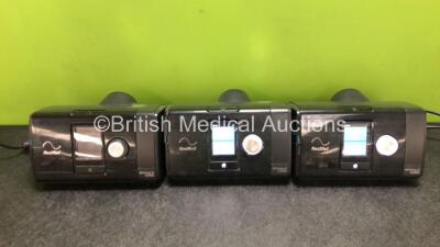 3 x ResMed AirSense 10 Autoset CPAP with 3 x Power Supplies (All Power Up, 1 x Faulty Power Supply) *SN 23191101008 / 23161483905 / 23171366261*