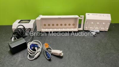 Mixed Lot Including 1 x Drager Infinity HemoMed Module, 1 x Philips M8048A Module Rack, 2 x SpO2 Leads and 1 x Operation Light (Damaged-See Photo) *SN DE50258914, 5295603072*