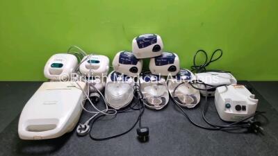 Job Lot Including 5 x ResMed S8 Autoset Spirit 2 CPAPs, 4 x Ombra Table Top Compressors, 1 x ResMed S8 Escape CPAP Unit, 1 x Medic-Aid Ventilator, 1 x Henleys Medical Compressor and 1 x Henleys Medical Salter AireElite Compressors