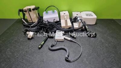 Mixed Lot Welch Allyn 767 Series Wall Mounted Ophthalmoscope / Otoscope with 4 x Handles, 1 x Welch Allyn GS 777 Series Wall Mounted Ophthalmoscope / Otoscope with 2 x Handles, 1 x Welch Allyn Model 74716 Ophthalmoscope / Otoscope with 2 x Handles, 1 x De