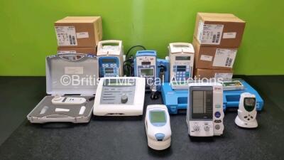 Mixed Lot Including 1 x Coaguchek XS Plus Blood Coagulation Monitor (Powers Up) 1 x Metron Accusonic+ Ultrasound Therapy Unit with Model 901150 1.1/3.3 MHz Handpiece / Transducer with 10 x Safety Glasses (Powers Up with Key) 1 x Omron HEM-907 Intellisense