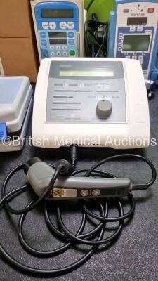 Mixed Lot Including 1 x Coaguchek XS Plus Blood Coagulation Monitor (Powers Up) 1 x Metron Accusonic+ Ultrasound Therapy Unit with Model 901150 1.1/3.3 MHz Handpiece / Transducer with 10 x Safety Glasses (Powers Up with Key) 1 x Omron HEM-907 Intellisense - 8