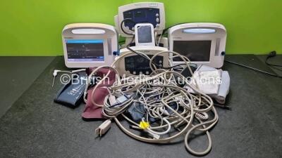 Job Lot Including 2 x Welch Allyn 6000 Vital Signs Monitors (1 x No Power) 3 x Welch Allyn Vital Signs Monitors, 1 x Welch Allyn Automatic Blood Pressure System and Various Patient Monitoring Cables