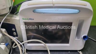 Job Lot Including 2 x Welch Allyn 6000 Vital Signs Monitors (1 x No Power) 3 x Welch Allyn Vital Signs Monitors, 1 x Welch Allyn Automatic Blood Pressure System and Various Patient Monitoring Cables - 4