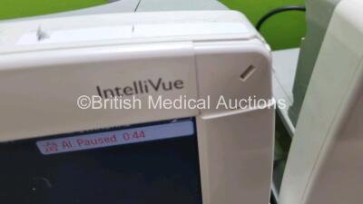 Job Lot Including 2 x Philips IntelliVue MP50 Patient Monitors (Both Power Up 1 x with Damage to Casing and Both with Scratching On Screen - See Photos ) and 2 x Philips IntelliVue X2 Handheld Patient Monitors Including ECG, SpO2, NBP, Press and Temp Opti - 5