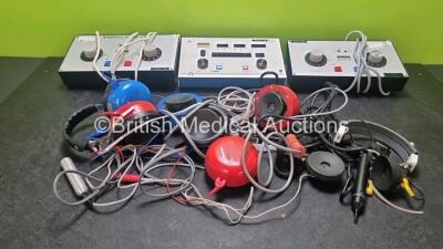 Job Lot Including 3 x Amplivox Audiometers Models 2100 / 2160 / AS63 and 4 x Headphones (3 x with Damage - See Photos)