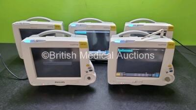 5 x Philips IntelliVue MP30 Patient Monitors (All Power Up 2 x with Damage to Casing and 2 x with Missing Dial - See Photos)