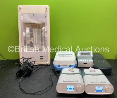 Mixed Lot Including 2 x Philips Respironics DreamStation CPAPs with Humidifiers and 2 x AC Power Supplies (Both Power Up) 1 x Medix AC 2000 Nebulizer, 1 x Medela BiliBed, 1 x Bayer Clinitek 50 Analyzer, 1 x HemoCue Hb 201+ Analyzer, 12 x SPO2 Finger Senso