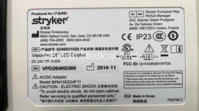 Stryker Stack Trolley with Stryker Vision Pro LED Display Monitor, Stryker SDC3 HD Information Management System, Stryker 1288HD High Definition Camera Control Unit, Stryker 1288HD Camera Head and Stryker L9000 LED Light Source (Powers Up - Missing Light - 8