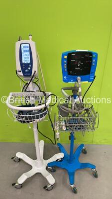 1 x GE Dinamap Carescape V100 Vital Signs Monitor on Stand and 1 x Welch Allyn SPOT Vital Signs Monitor on Stand (Both Power Up)