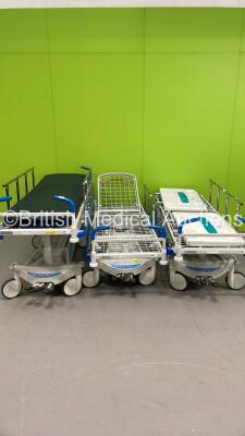 3 x Seeres Medical Hydraulic Patient Trolleys (Hydraulics Tested Working) *S/N 05329 / 053295 / 053296*