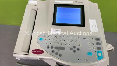 GE MAC 1200 ST ECG Machine on Stand with 10 Lead ECG Leads (Powers Up) *S/N 550039111* - 2