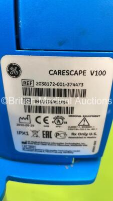 5 x GE Carescape V100 Vital Signs Monitors on Stands (All Power Up) *S/N SH616350018SA / SH6165350022SA / SH616350020SA / SH616350021SA / SH616350019SA* - 7