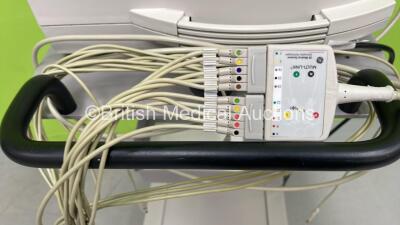 GE MAC 1200 ST ECG Machine on Stand with 10 Lead ECG Leads (Powers Up) *S/N 550050584* - 3