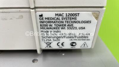 GE MAC 1200 ST ECG Machine on Stand with 10 Lead ECG Leads (Powers Up) *S/N 550050567* - 4