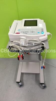 GE MAC 1200 ST ECG Machine on Stand with 10 Lead ECG Leads (Draws Power with Blank Screen) *S/N 550050587*