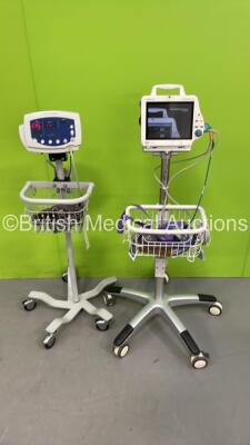 1 x Welch Allyn 53N00 Vital Signs Monitor on Stand and 1 x Mindray PM-8000 Express Patient Monitor on Stand (Both Power Up)