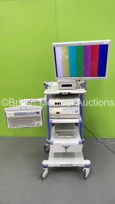 Olympus Stack Trolley Including 1 x Olympus OEV261H Monitor, 1 x Sony DVO-1000MD Printer, 1 x Olympus VISERA Pro OTV-S7 Pro Processor,1 x Olympus VISERA Pro CLV-S40 Pro Light Source, 1 x Sony UP-55MD Printer and 1 x Keyboard (Powers Up with Missing Key-Se