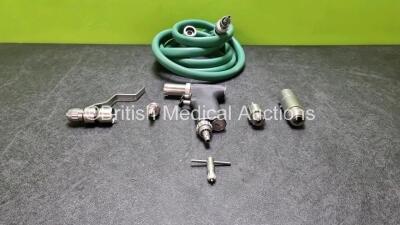 Job Lot Including Synthes Compact Air Drive II 511.701 Surgical Handpiece with 4 x Synthes Attachments Including 1 x 532.022, 1 x 511.750 1 x 511.785 / 511.761, 1 x Jacobs with Key and 1 x Air Hose