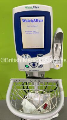 4 x Welch Allyn Spot VItal Signs LXi Patient Monitors on Stands with Selection of Cables (All Power Up) - 4