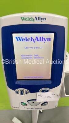 4 x Welch Allyn Spot VItal Signs LXi Patient Monitors on Stands with Selection of Cables (All Power Up) - 5