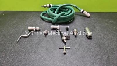 Job Lot Including Synthes Compact Air Drive II 511.701 Surgical Handpiece with 4 x Synthes Attachments Including 1 x 532.022, 1 x 511.750 1 x 511.785 / 511.761, 1 x Jacobs with Key and 1 x Air Hose