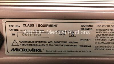 Microaire Ref 1020 Liposuction Console (Powers Up) with Microaire PAL 600E Liposuction Handpiece (Damage to Cable - See Photo) *SN 08111659* - 9