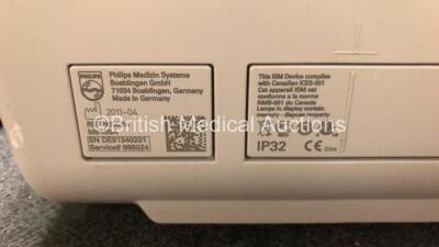 Job Lot Including 1 x Philips IntelliVue MP5 Patient Monitor with ECG, SpO2, NIBP, Press and Temp Options (Powers Up with Damage to Casing - See Photos) and 1 x Philips IntelliVue MP5 Patient Monitor with CO2, ECG, SpO2, NIBP, Press ,Temp and Printer Opti - 10