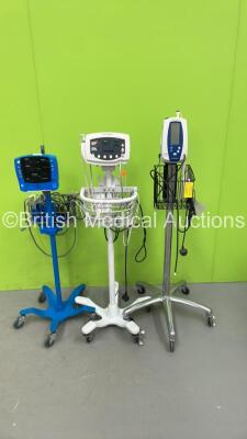 1 x GE Dinamap Carescape V100 Vital Signs Monitor on Stand,1 x Welch Allyn 53N00 Vital Signs Monitor on Stand and 1 x Welch Allyn SPOT Vital Signs Monitor on Stand (All Power Up)