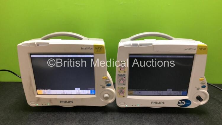 Job Lot Including 1 x Philips IntelliVue MP20 Junior Patient Monitor with Printer Option (Powers Up with Damage to Casing and Faulty Touch Screen- See Photos) and 1 x Philips IntelliVue MP30 Patient Monitor (Powers Up with Damage to Casing - See Photos) *