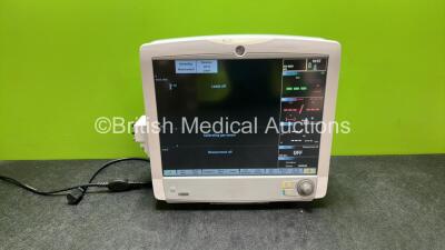 GE Carescape B650 Touch Screen Patient Monitor *Mfd - 2013* with 1 x GE E-CAiO Gas Module with D-Fend Water Trap and 1 x GE Patient Data Module with ECG, TEMP/CO, P1/P3, P2/P4, SPO2, NIBP and Defib/Sync Options (Powers Up)