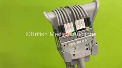 GE MAC 1200 ST ECG Machine on Stand with 10 Lead ECG Leads (Powers Up) *S/N 522449* - 2