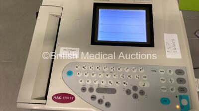 GE MAC 1200 ST ECG Machine on Stand with 10 Lead ECG Leads (Powers Up) *S/N 522449* - 4