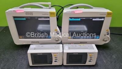 Job Lot Including 2 x Philips IntelliVue MP30 Patient Monitors (Both Power Up) and 2 x Philips IntelliVue X2 Handheld Patient Monitors Including ECG, SpO2, NBP, Press and Temp Options (Both Power Up) *SN DE83635138 / DE83635138 / DE72869836 / DE72873775*